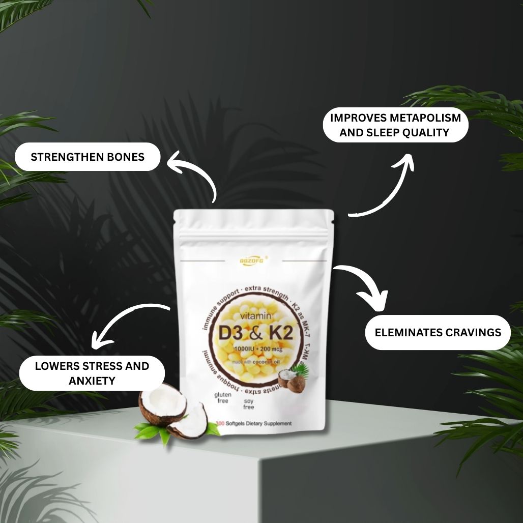 High Potency Vitamin D3 and K2 Coconut Flavored softgel Capsules